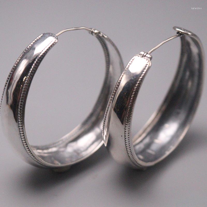 

Hoop Earrings Gift S925 Sterling Silver Women Luck Circle 44mmW