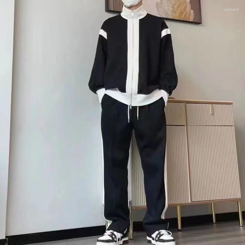

Men's Tracksuits Wide Leg White Sweatpants Pant Sets Autumn Zip Hoodies Black Sweatshirt Jacket Casual Two Piece Loose Coat, Green