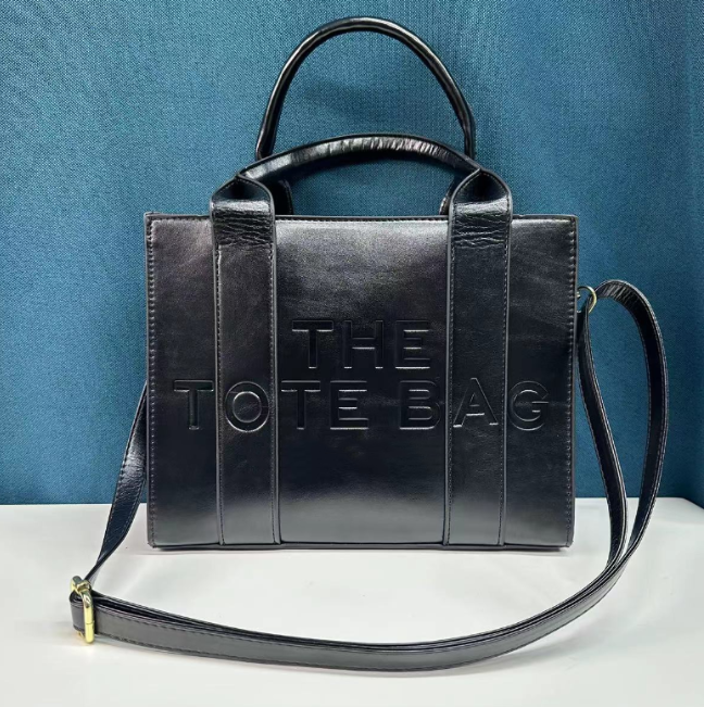 

Solid Color Designer Leather Tote Bag Female Year Embossed Popular Letters Large Capacity Shopping Bags Quality Crossbody Shoulder Bag, With logo