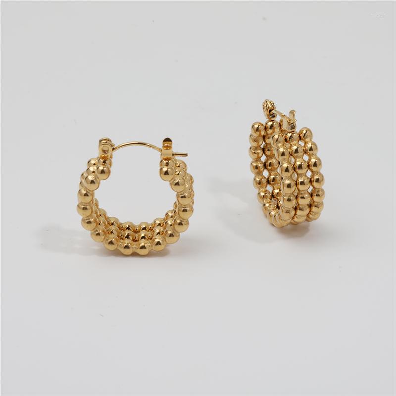 

Hoop Earrings Joolim High Quality PVD Gold Finish Stainless Steel Bead Earring Chunky Tarnish Free Jewelry