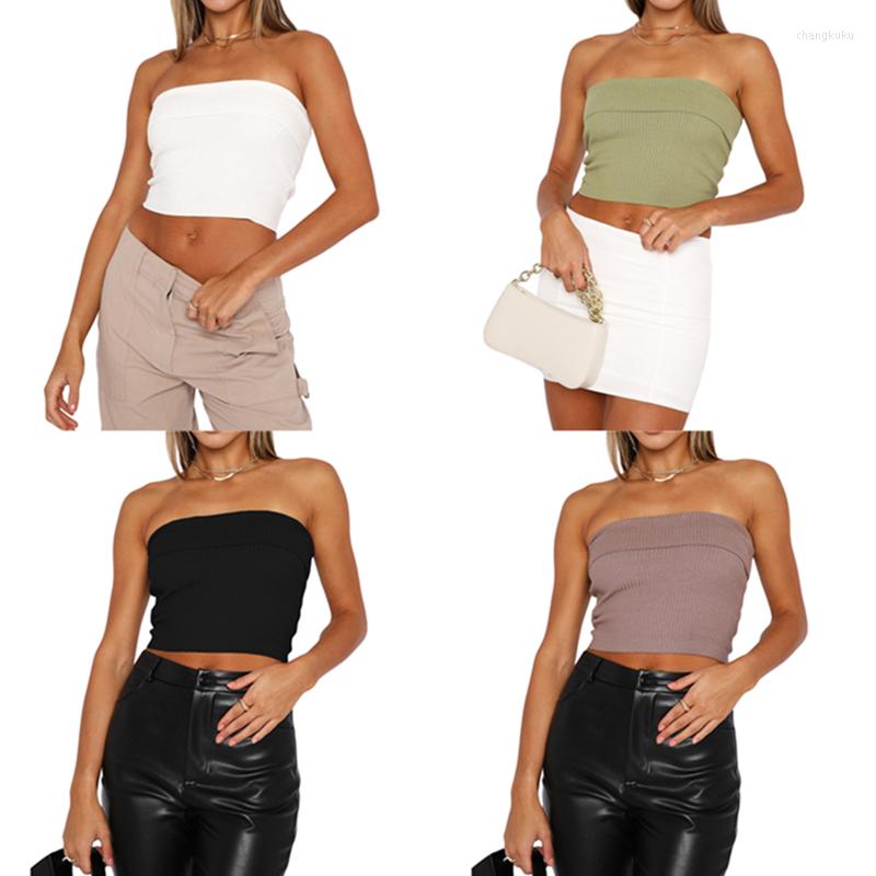 

Women' Tanks Xingqing Ribbed Tops Summer 2000s Women Solid Color Off Shoulder Sleeveless Strapless Casual T Shirt Basic Tees Clubwear, As photo shows