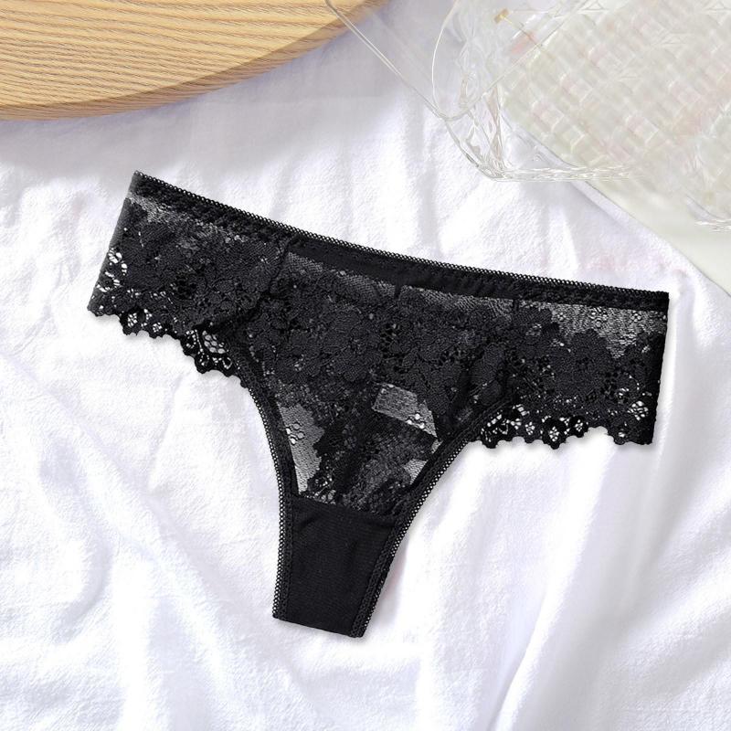 

Women's Panties Sexy Lace Thong Women Low Waist Transparent Underwear Ladies Lingere Panty Underpant Womens G String Breathable Thongs, White