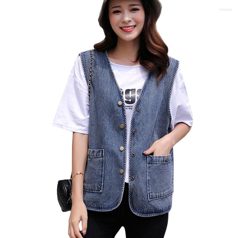 

Women' Vests Spring Autumn Women Denim Vest 2023 Sleeveless Waistcoat Ladies Tops Casual Jeans Jackets Femme Short Cowboy Coats, Blue
