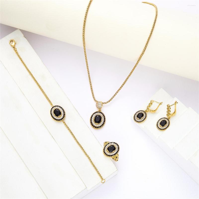 

Necklace Earrings Set 2023 Oct Jewelry For Women Ring Bracelet Earring Copper Sets Wedding Trend Fahsion, Picture shown