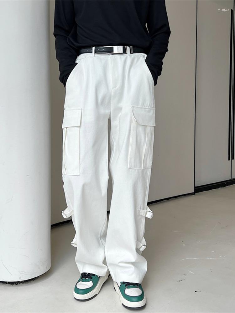 

Men's Pants SYUHGFA Men's Wear 2023 Spring Autumn Streetwear Big Pockets Cargo Causal Loose Wide Legs Trousers For Male, Black