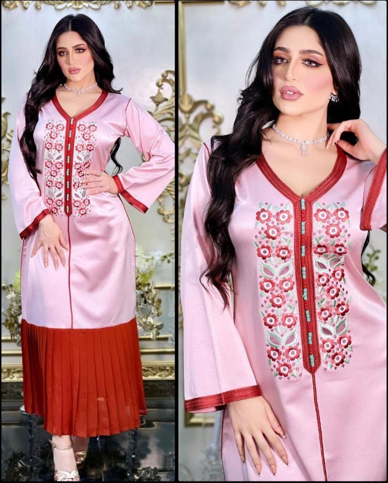 

Ethnic Clothing Arabic Dress Elegant Embroidery Flower Dubai Abaya Turkey 2023 Robe Arabe Moroccan Woman Jalaba Women Muslim Long Dresses