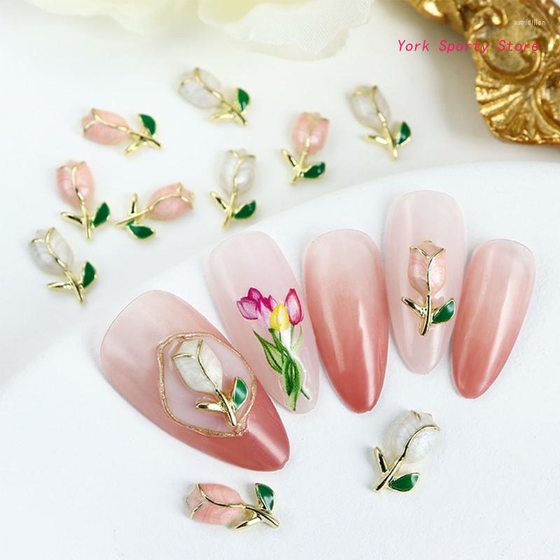 

Nail Art Decorations Tulip Charms 3D Jewelry Flower Charm For DIY Manicures Decor Metal Studs Sticker