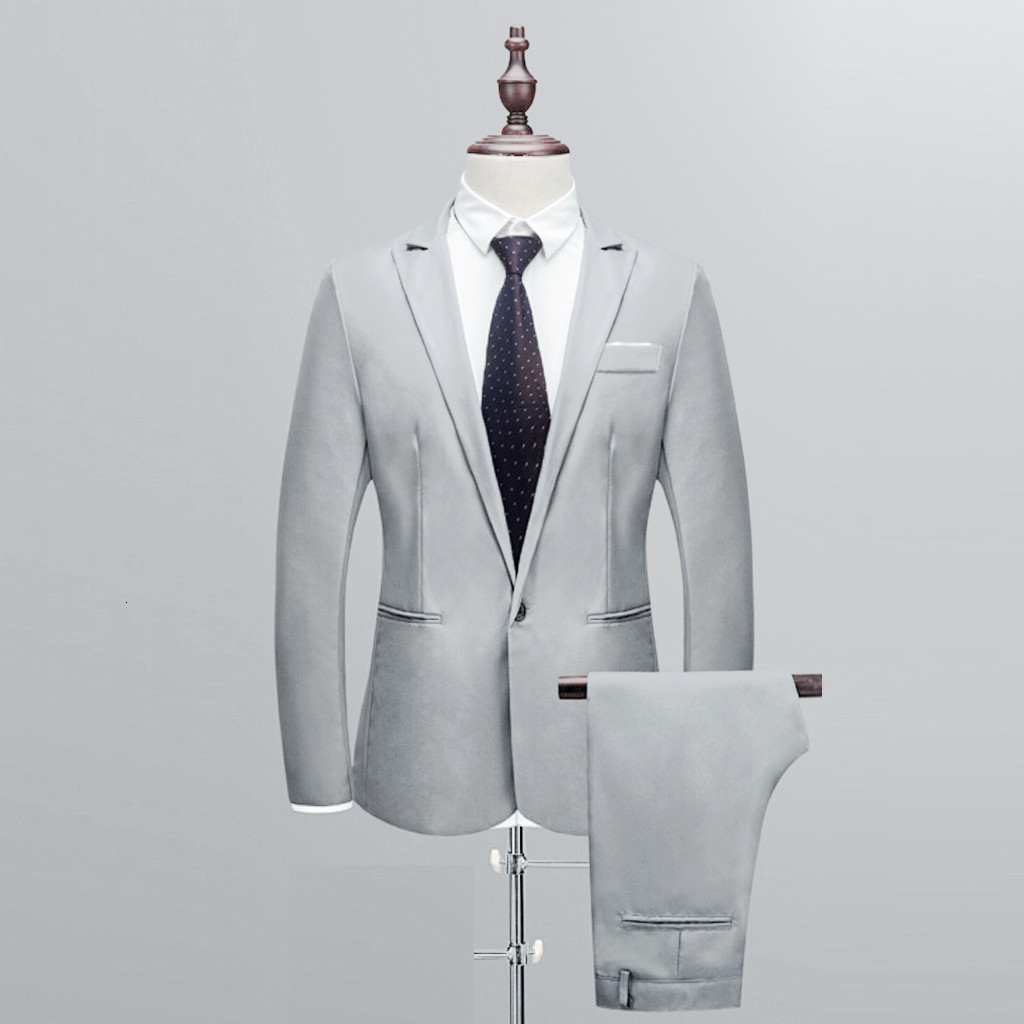 

Men's Suits Blazers design Men's Suits Slim Button Suit Pure Color Dress Host Show Jacket Coat Pant Formal Blazer Suit Homme 230313, Sky blue