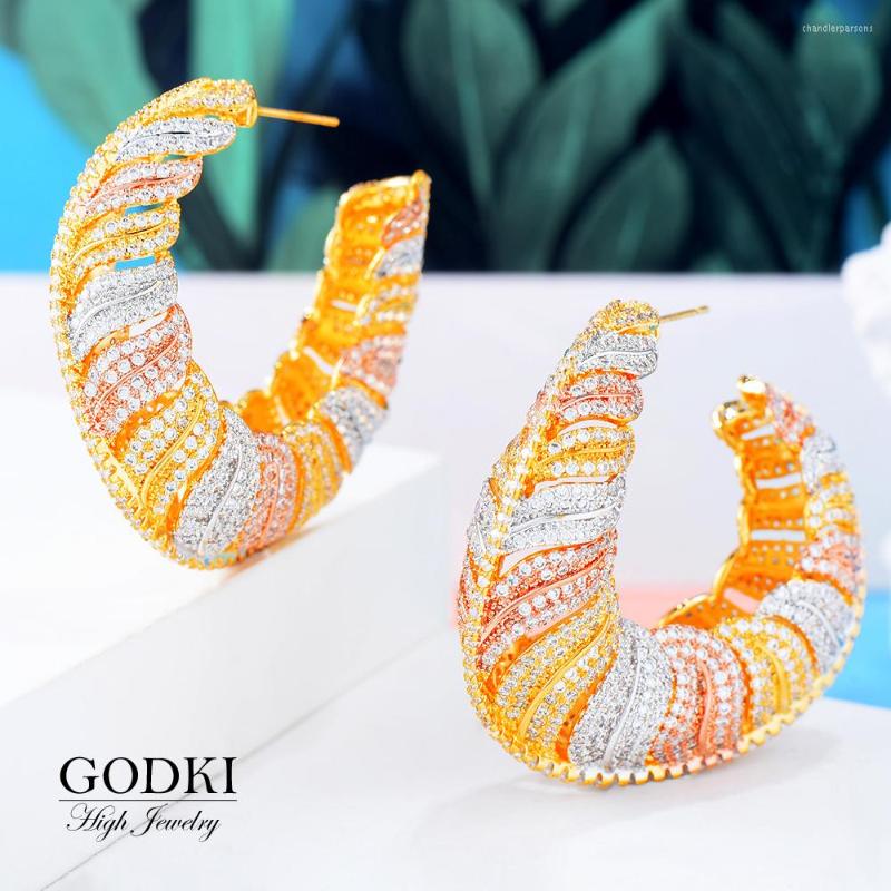 

Hoop Earrings GODKI Luxury Leaves CZ Cubic Zircon Statement Big For Women Wedding DUBAI Bridal Round Circle Earring 2023