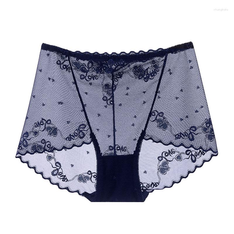 

Women's Panties 1PC Women's Underwear Sexy Lace High Waist Briefs Floral Transparent Soft Antibacterial Ladies Lingerie