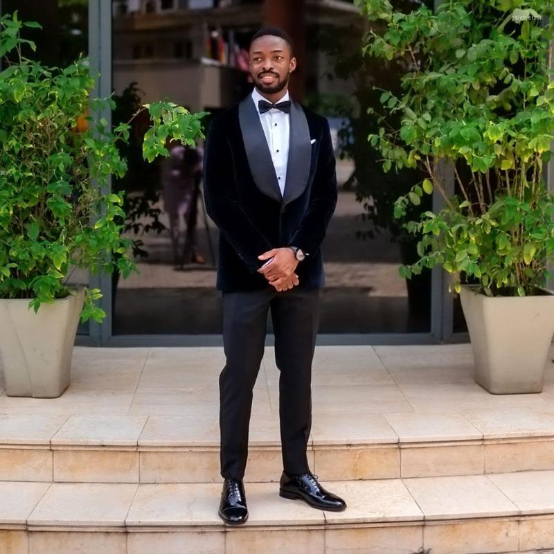 

Men's Suits Black Velvet Men's Suit Shawl Lapel Blazers One Button Male Tuxedos Slim Fit Wedding Groom Wear 2 Pieces Prom Jacket And, Dark grey