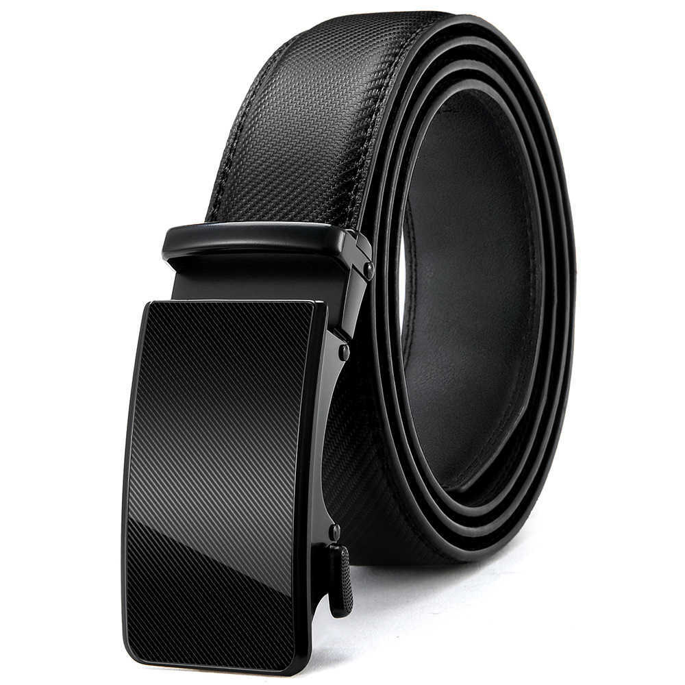 

Waist Chain Belts Buckles Men's Women's Leather belt men's film alloy automatic buckle leather men's belt trouser belt, Black