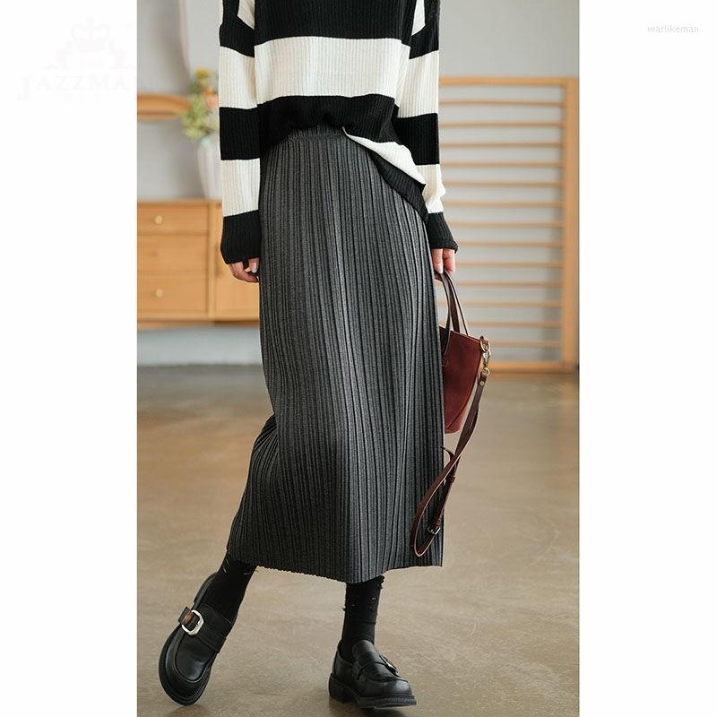 

Skirts 2023 Arrival Autumn Winter Arts Style Women Loose Casual Straight Skirt All-matched Mid-calf Vintage Pleated P438, Black