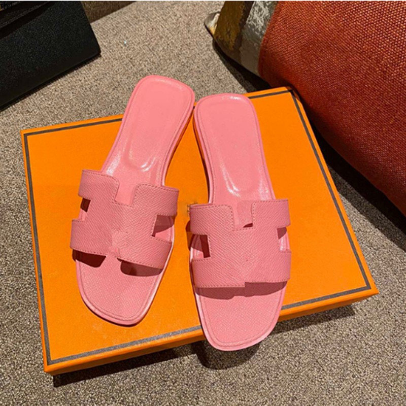 

2023 Designer Slippers Classic Flat Slides Fashion Women Sandals Fashion Leather Slide Summer Beach Sandal Red Yellow Cartoon Slipper With B MKJKMJ rh40000002, 21