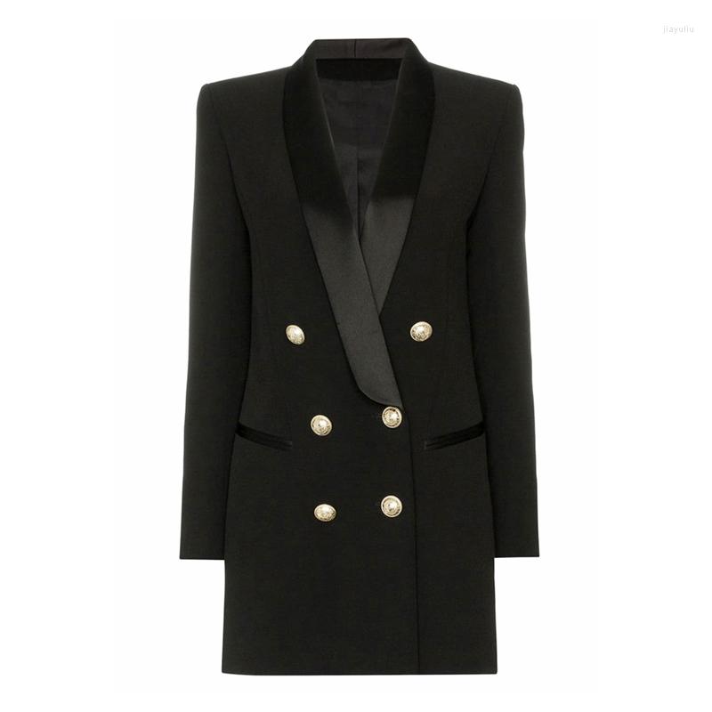 

Casual Dresses -XXL High Quality Solid Color Green Fruit Collar Double Breasted Long Sleeve Pocket Slim Commuter Women' Dress Six, Black