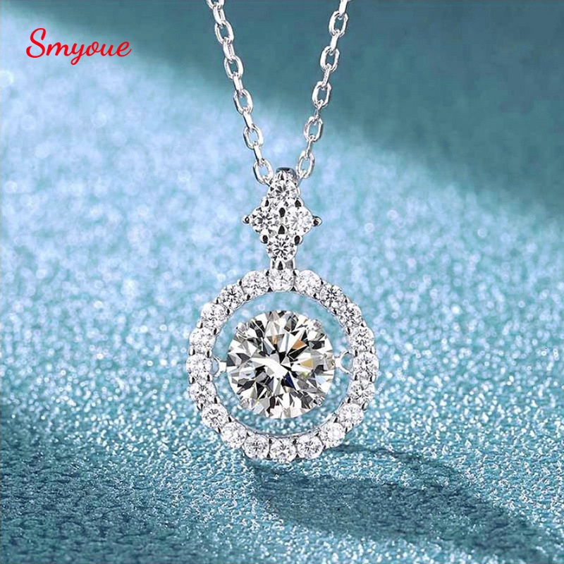 

Pendant Necklaces Smyoue 108 CT For Women Simulated Diamond Necklace S925 Sterling Silver Jewelry Girl Valentines Day Gift 230313