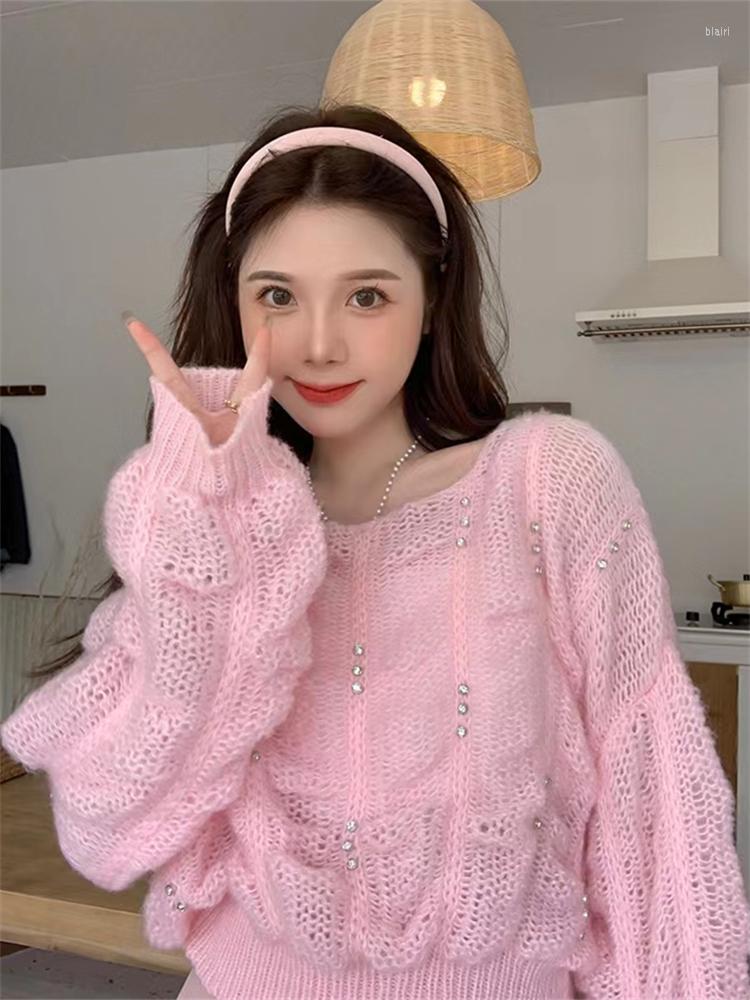 

Women's Sweaters Sweater Women Winter Pullover Girls Oversize Knitting Tops Vintage Long Sleeve Fall Female Knitted Outerwear Warm Pull, Pink