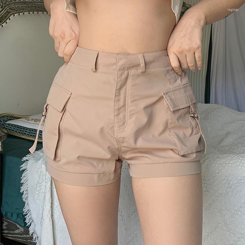 

Women' Shorts Musuos Women Casual Simple Cargo Pants Khaki Solid Color Zipper High Waist Summer With Pockets Slimming Bottoms / M/ L