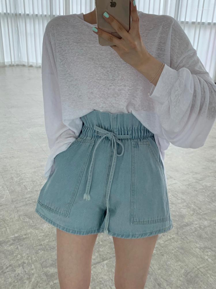 

Women' Shorts ZCSMLL Denim 2023 Summer Fashion Women Blue High Waisted Wide Leg Drawstring Jean Bottoms Clothes, Picture shown