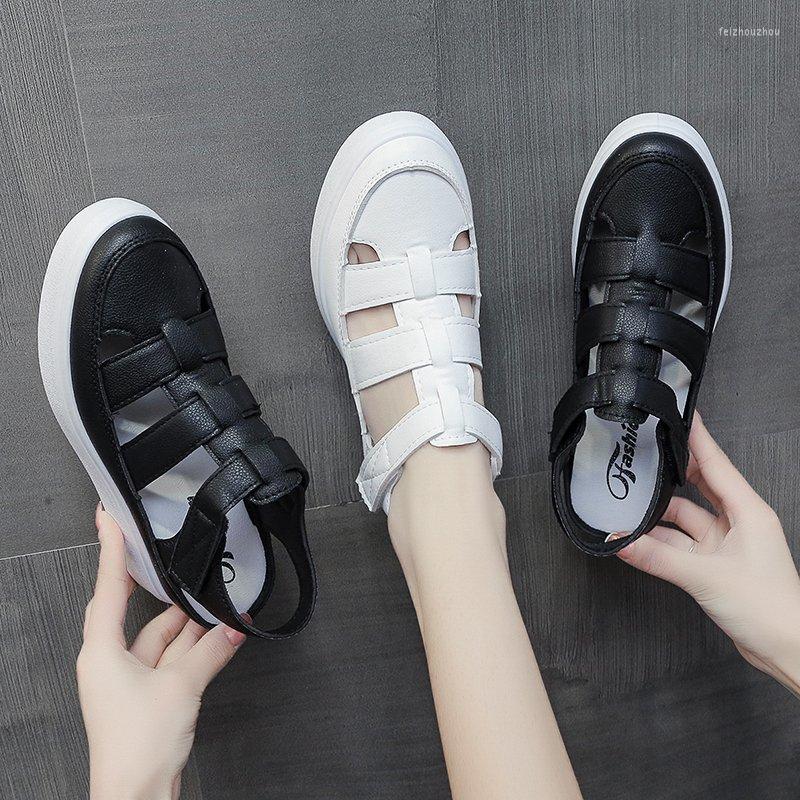 

Sandals Women Korean Casual Thick-soled Roman Shoes Hollow Out Round Head Hole Small White, Black