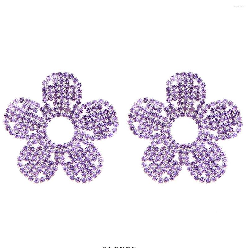 

Stud Earrings Fashion Five Petal Flower Rhinestone For Woman