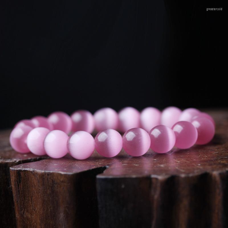 

Strand Fashion Natural Stone Cute 6/8/10/12MM Pink Opal Beads Bracelet Bangle For Women Jewelry