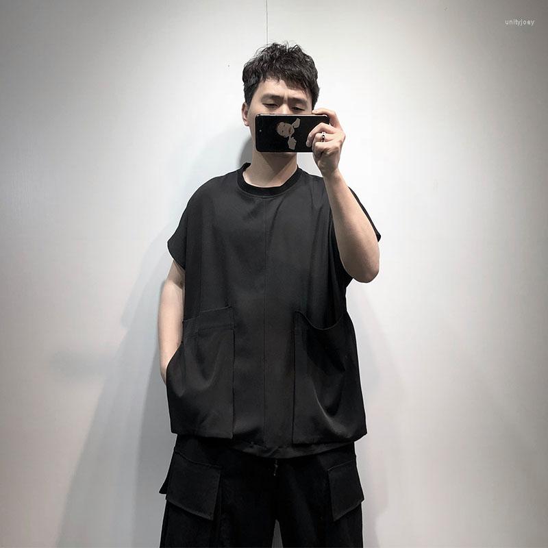 

Men's T Shirts Raglan Sleeve T-Shirt Men's Summer Big Money Fashion Black Loose Large Pocket Design Simple Thin
