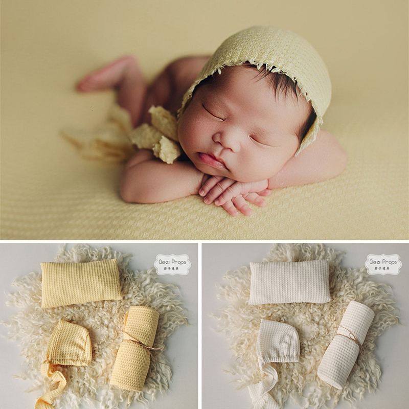 

Caps Hats 3 Pc/Set born Pography Props Soft Blanket Wraps Cloth and Po Hat For Baby Boy Girl Posing Pillow Prop Shoot Accessories 230313, Light pink