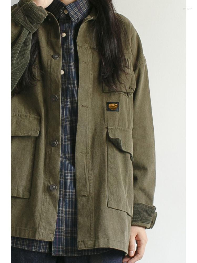 

Women' Jackets ZCSMLL Japanese Vintage Fashion Green Jacket Women' Autumn Unisex Loose Short Coat With Patchwork Tops Trendy Men, Black