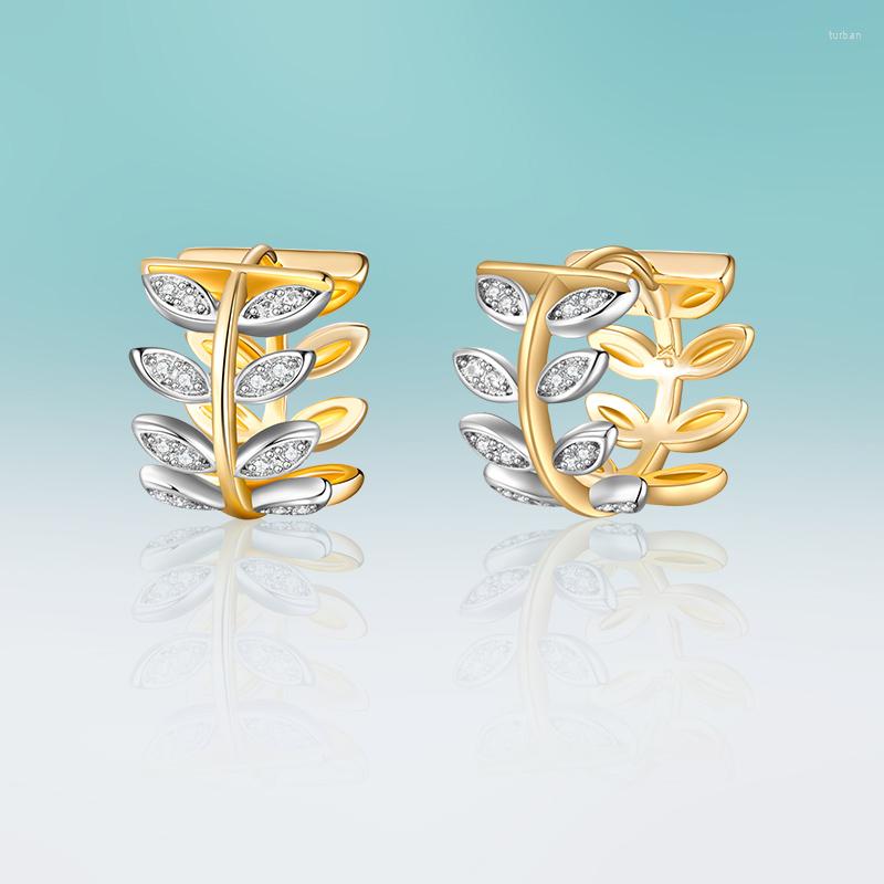 

Hoop Earrings Fashion Statement Small Gold Circle Leaf Cubic Zirconia For Women Jewelry Delicate Gifts Brincos