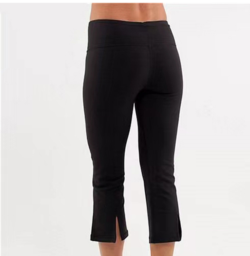 

LM Yoga Pants Slotted Long Women's High Waist Slim Fit Split Capris Show Leg Yoga Fitness Net Solid Color, Dark blue