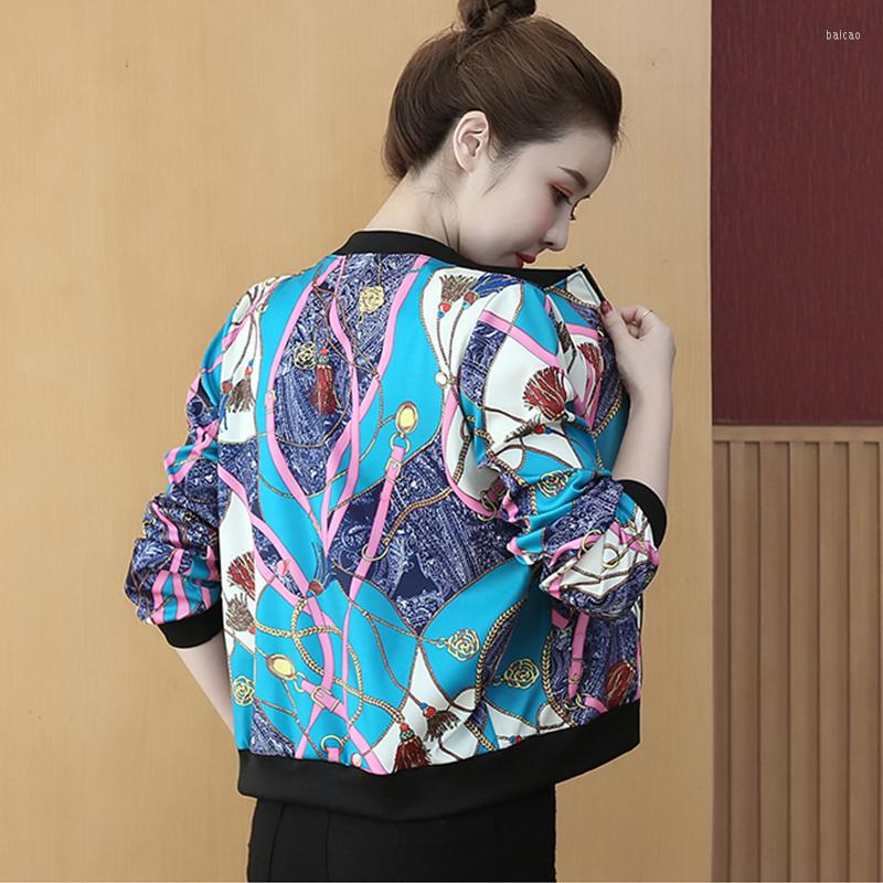 

Women's Jackets 2023 Korean Fashion Summer Print Jacket Women Coats Long Sleeve Bomber Thin Baseball Female Work Wear Overcoat Clothes, Color 4