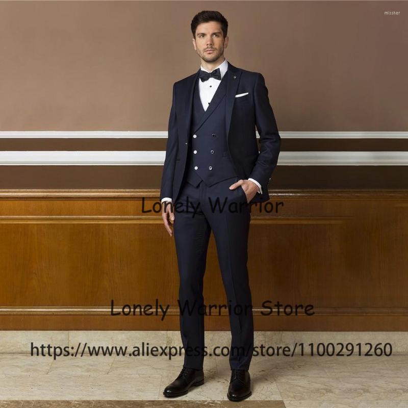

Men's Suits Classic Navy Blue Mens Wedding Groom Tuxedo Formal Business Blazer Slim Fit Terno Masculino 3 Piece Set Jacket Vest Pants, Beige