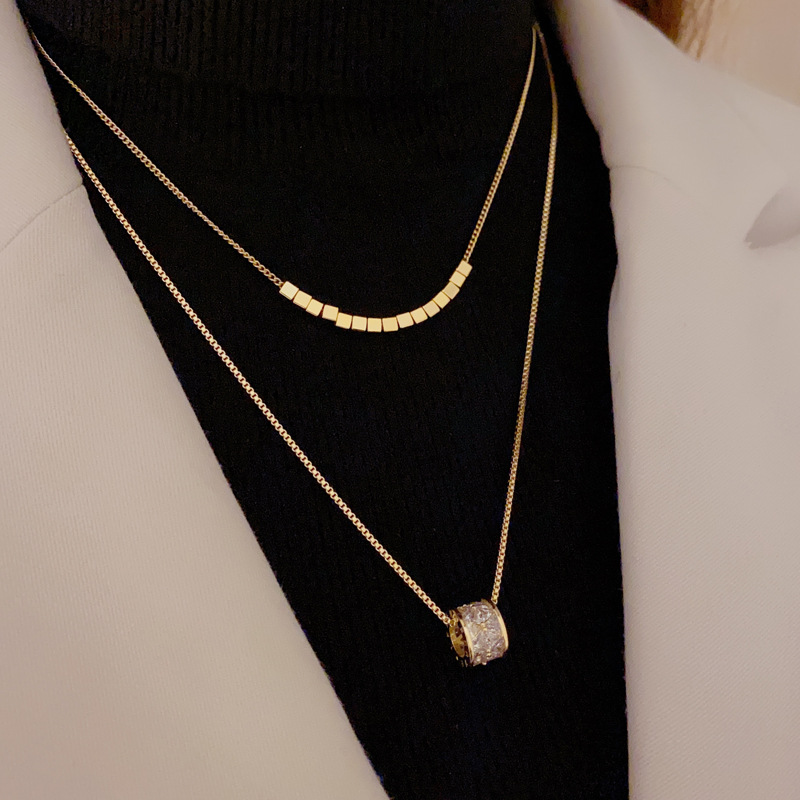 

Light luxury senior sense fashion personality double layer necklace for women