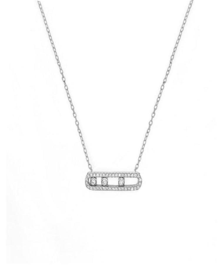 

France Fashion Real 925 Sterling Silver Fashion Necklace Bracelet With Three Moved Stone Clear CZ For Women Jewelry Collier9374148