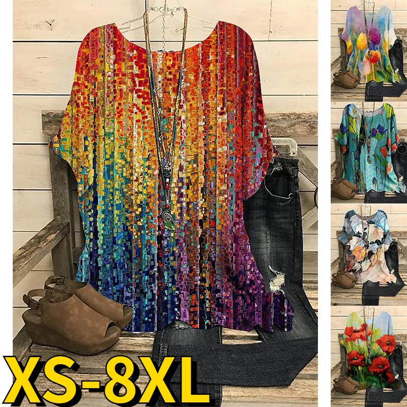 

Women's T Shirts 2023 Summer Ladies Fashion Tee Women's T-Shirts Design Printing Tops Retro Elegance Pullover Round Neck Short Sleeves, Gold