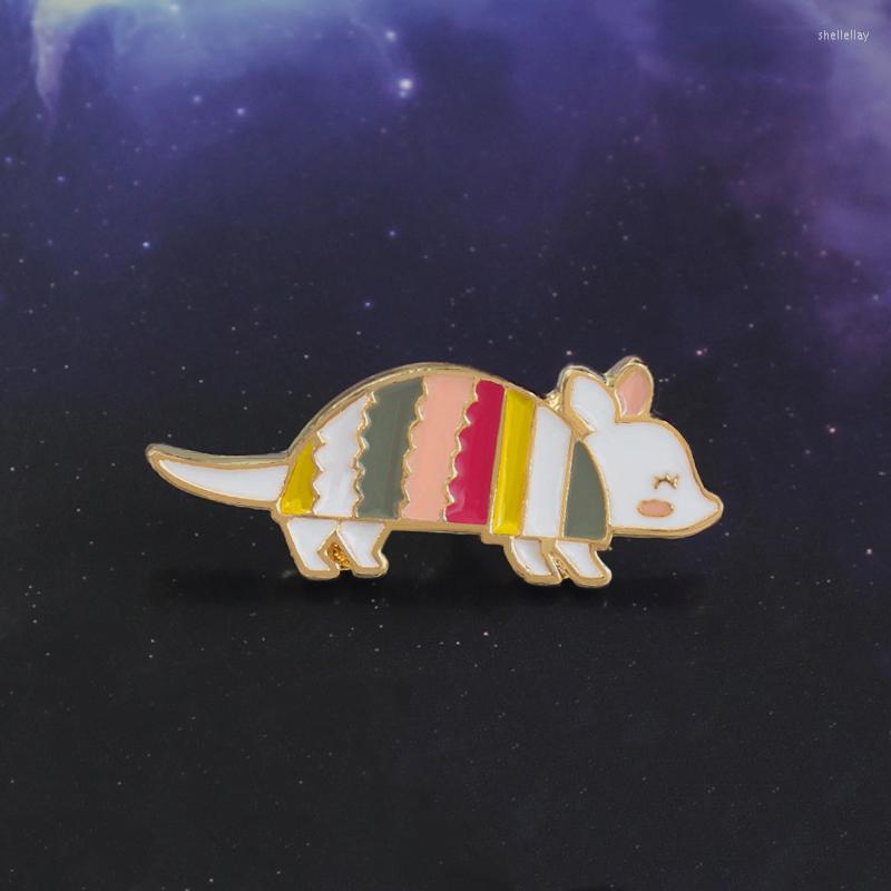 

Brooches Rainbow Color Back Shell Armadillo Brooch Cute Pink Heart Hat Small Mouse Enamel Pin Shirt Backpack Badge Jewelry Children Gifts