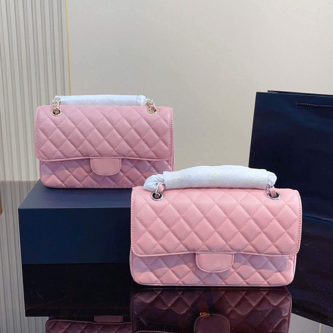 

Designer Channel Bag Classic Diamond Lattice Quilted Crossbody Handbag Gold and Silver Chain, Khaki