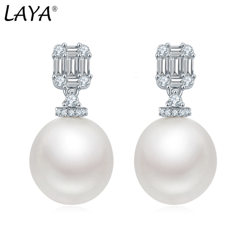 

Stud LAYA Shell Pearl Earrings For Women Pure 925 Sterling Silver Shiny White Cubic Zirconia Elegant Luxury Fine Jewelry Trend 230313