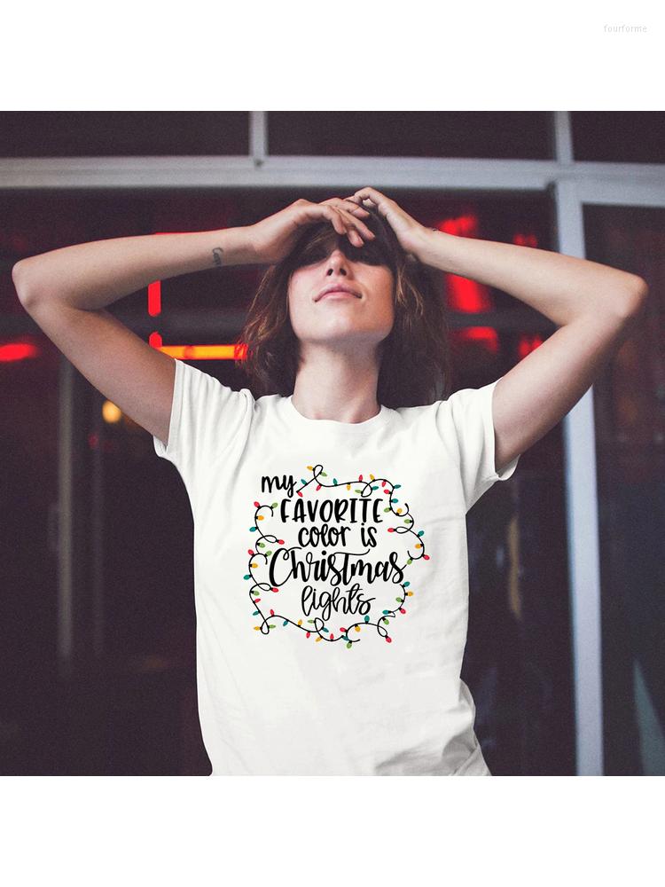 

Women' T Shirts Fashion Women T-Shirt My Favorite Color Is Christmas Lights Printed Tees Summer Casual White Short Sleeve Tops Xmas Gift, Dl11-fstwh