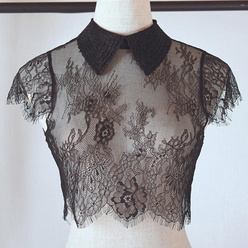 

Women's Blouses Lady Shirt False Collar Detachable Gothic Lace Faux Cuff Choker Lapel Elegant Korean Style Hollow-out, Wh3