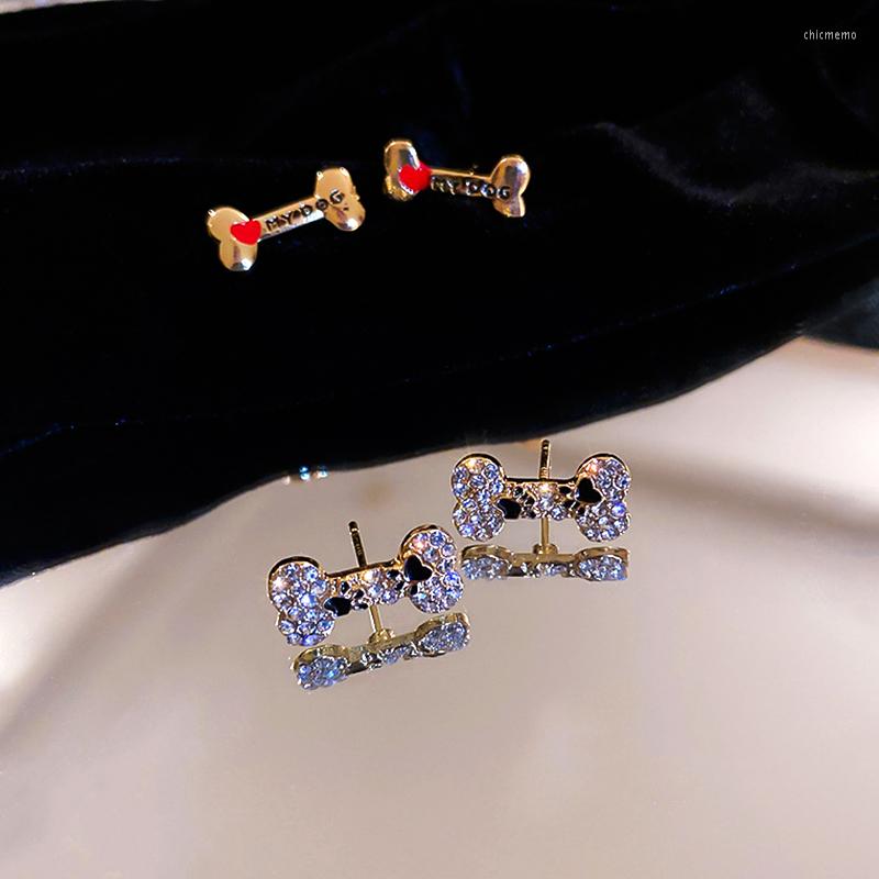 

Stud Earrings Trendy Exquisite Dog Bone Letters For Women Girl Jewelry High Quality Bling Zircon S925 Needle Birthday Party