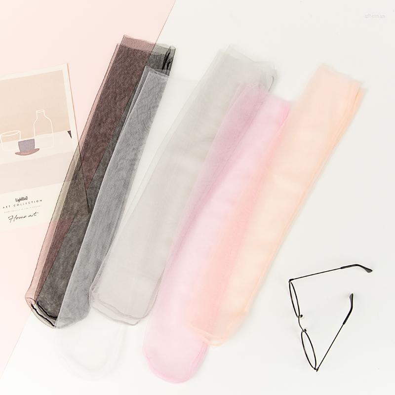 

Women Socks 50cm Long 2023 Fashion Sheer Tulle Shiny Loose Transparent Sexy Cute Ankle 5 Pairs Drop, Black