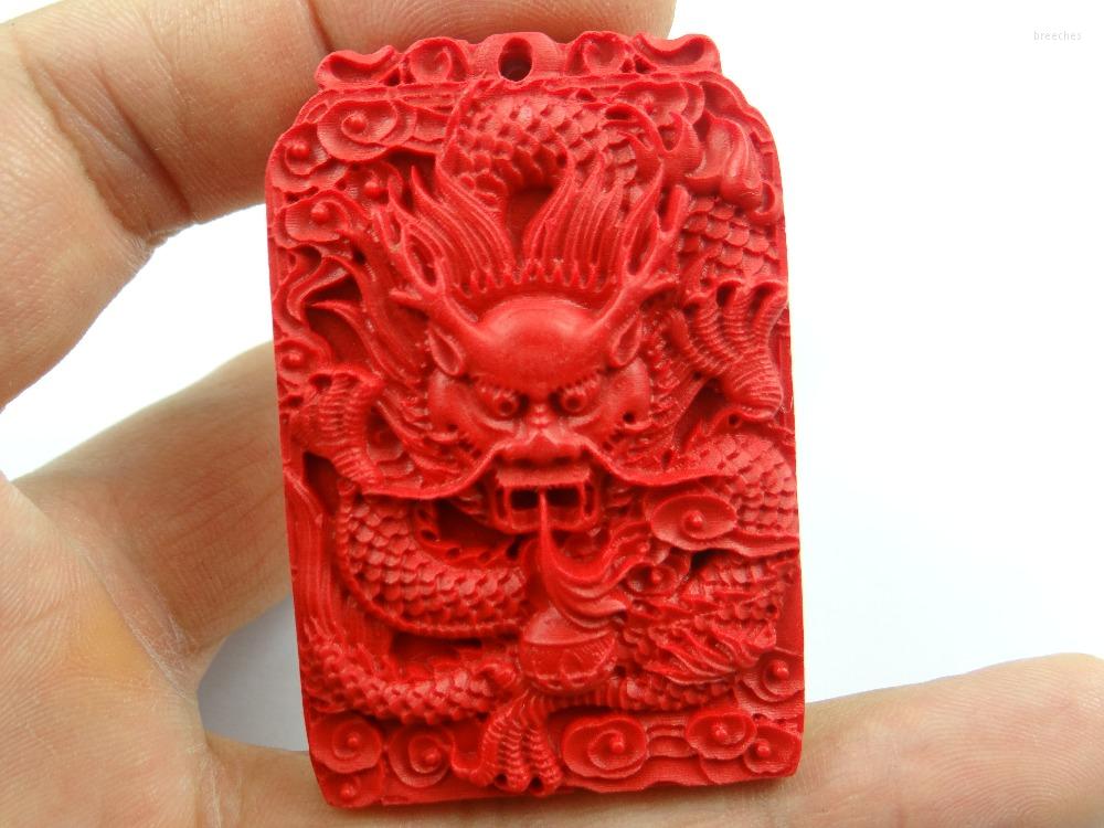 

Pendant Necklaces Natural Stone Quartz Crystal Chinese Red Organic CinnabarDragon For Diy Jewelry Making Necklace Accessories