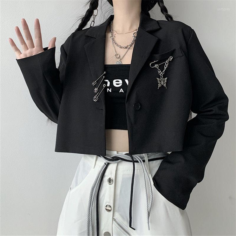 

Men' T Shirts Women' Blouse Black Suit Jacket Loose Bf Short High Waist Harajuku Vintage Undefined Top Drop Cardigan Para