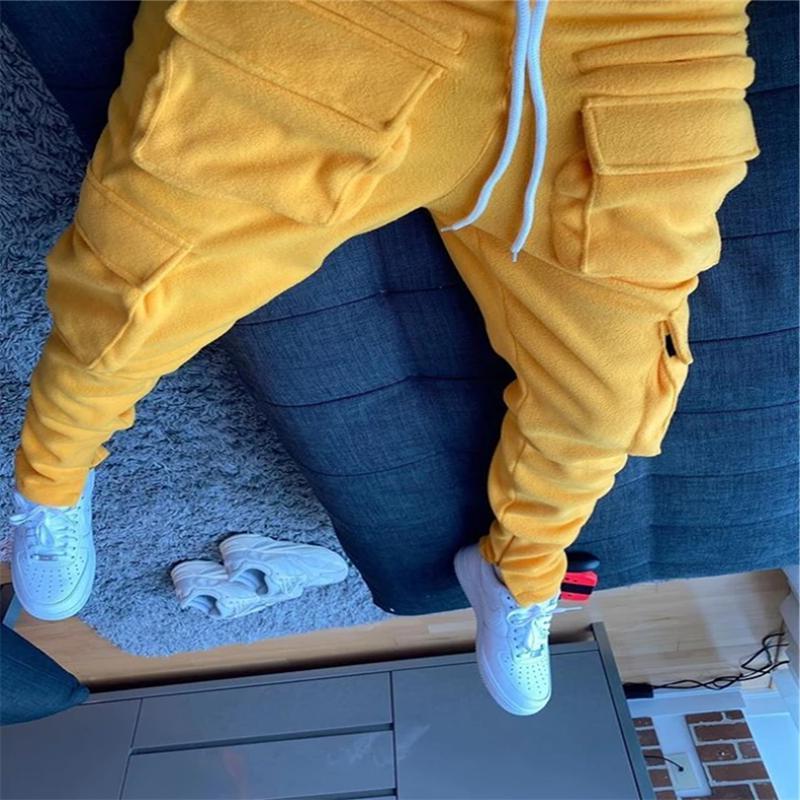 

Pants High Street Multi-pocket Pants Sweatpants Men And Women Drawstring Solid Casual Harem Joggers Oversize Baggy Track Men's Kjnsp, Orange