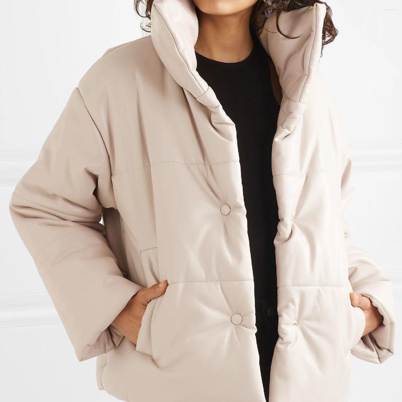 

Women' Trench Coats Woman Jacke Autumn And Winter Faux Leather Windproof Warm Short Fashion Casual Button High Collar, Black