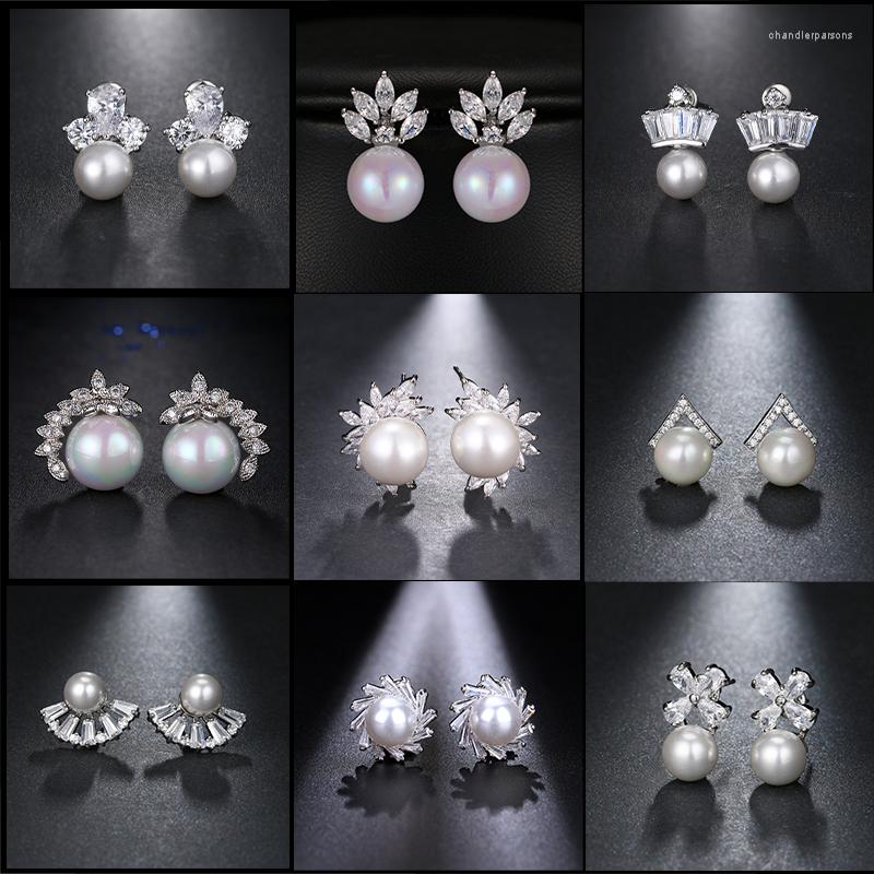 

Stud Earrings GMGYQ Classic Fashion Noble Pearl With Zircon For Lovely Girls Cute Birthday Graduation Present