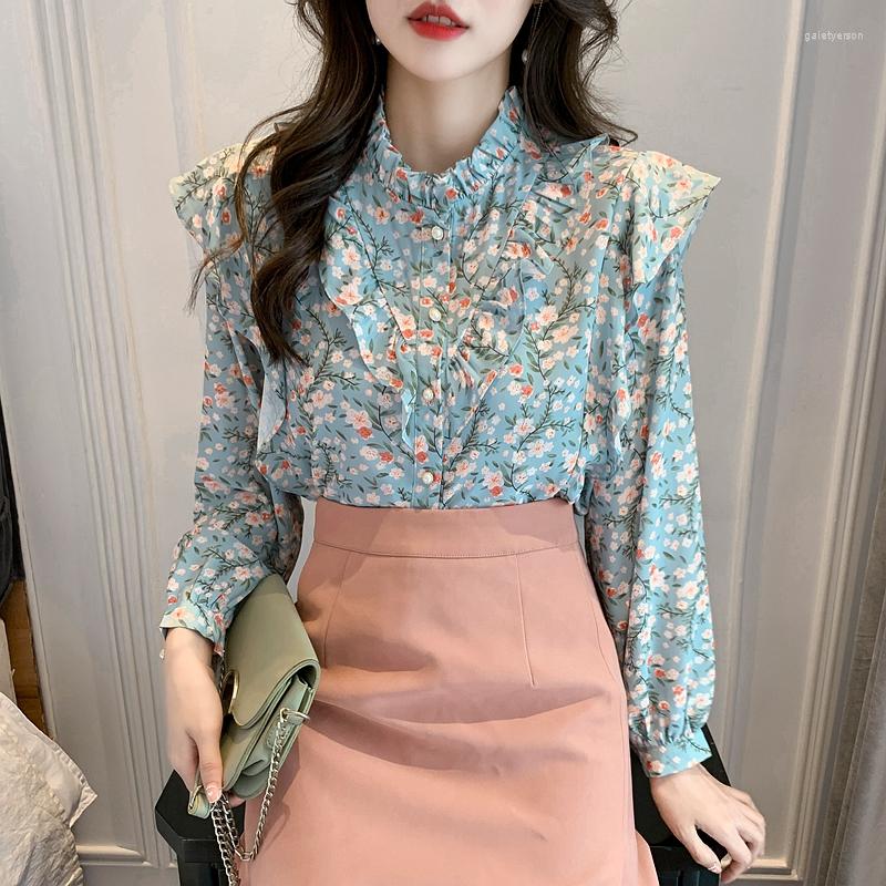 

Women' Blouses Chikichi 2023 Spring And Autumn Sweet Japanese Korean Fashion Shirt Women Floral Temperament Chiffon Ladies Blouse, Green