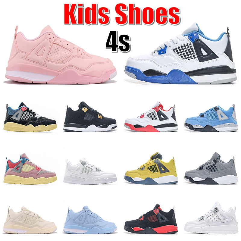 

4s Kids Sports Basketball Shoes Jumpman 4 Infants Youth Toddlers Sneakers Sail Pink Motorsports Fire Red University Blue Bred Lightning Boys Girls Trainers Eur 25-35, 1 sail